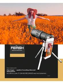 1600x52 Monocular Telescope - Portable, High Magnification, Suitable For Birdwatching, Camping, Black, Long Distance Vision