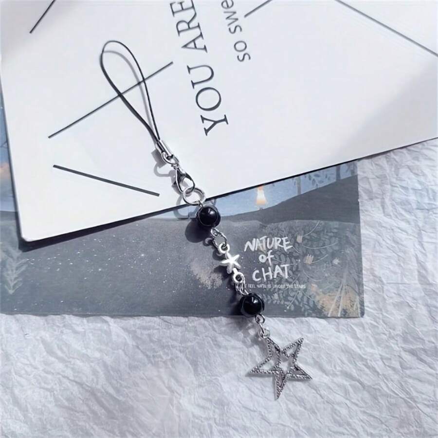 1 Stylish Simple Star-Shaped Mobile Phone Lanyard Y2K Women's Chain Pendant Classic Black Holiday Gift - Black - View 1