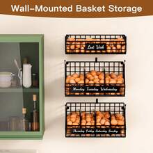 Egg Holder Countertop With 5 Dividers & Labels, 3 Tier Stackable Chicken Egg Holder Baskets For Gathering Fresh Eggs, Egg Organizer For Egg Storage, Wall-Mounted, Black - 黑色 - 查看 4
