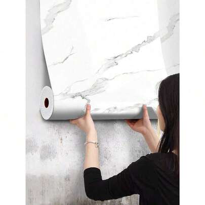 1卷大理石纹自粘乙烯基壁纸，适用于桌面、厨房台面、橱柜、衣柜、餐桌及其他家居装饰，卧室、客厅艺术墙面装饰，即撕即贴，墙面装饰，家居装饰