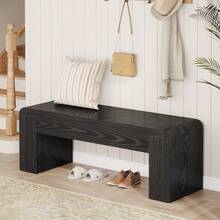 Tribesigns 47" Long Entryway Bench, Large Engineered Wood Shoe Bench With Heavy-Duty Legs, Farmhouse End Of Bed Bench For Bedroom, Entryway, Hallway, Living Room, Easy Assembly - màu đen - Xem 3