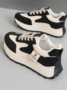 1 双高品质女士多功能四季时尚跑步鞋，平底 Gump 鞋，运动皮革表面，休闲日常穿着，运动休闲鞋，徒步鞋 - 卡黑 - 查看 7