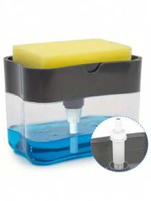 1pc Kitchen Soap Dispenser And 5pcs Sponge Holder, Soap Pump Dispenser With Sponge Rack, Plastic Dishwashing Liquid Squeezer Container, Kitchen Detergent Dispenser, Sink Accessories, Efficient Cleaning Tool Kitchen Items Kitchen Accessories Kitchen Tools