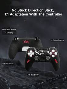 3 件/套：1 个蜘蛛网设计 PlayStation 5 控制器保护套 + 1 对蜘蛛网操纵杆帽，适用于游戏手柄保护套、控制器按钮帽、游戏配件、防滑、防汗、防尘、防刮、增强抓地力、改善游戏体验、万圣节礼物 - 彩色 - 查看 6