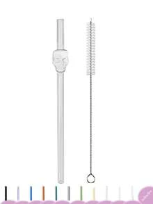 Paie drăguțe din sticlă cu perii de paie, paie reutilizabile de 7,87 inch / 8 mm, multicolore rezistente la spargere, pentru smoothie-uri, milkshake-uri, ceai sau cafea cu gheață