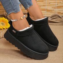 女士厚底防滑短款雪地靴，保暖内衬冬季新款厚实保暖冬鞋，短筒雪地防滑面包冬鞋，厚底毛毛鞋