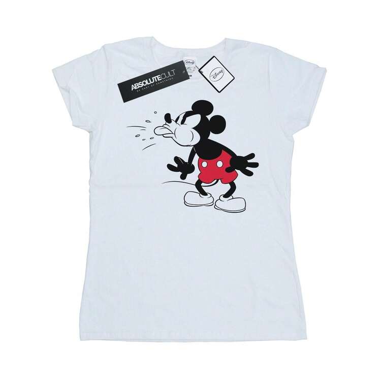 Disney Damen/Frauen Mickey Maus Zunge Baumwoll T-Shirt (Weiß) - Weiss - Übersicht 2