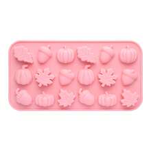 1 pieza Molde de silicona de Halloween Moldes de silicona de otoño Molde de silicona 3D de calabaza Molde de hoja de arce de otoño Molde con forma de bellota Molde con tema de otoño de Halloween para decoraciones de cupcakes, resina, jabón, velas y bandejas de cubitos de hielo