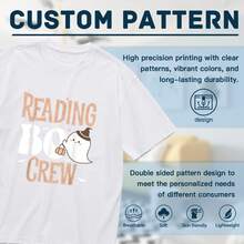 Camiseta unisex divertida y peculiar de Halloween BOO Crew para profesores - 220g% algodón, negro y blanco, suave y transpirable, manga corta, ajuste casual, regalo de Halloween para hombres y mujeres, tallas S- - Blanco - Ver 7