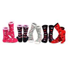 Women's Valentine's Day Cotton Crew Socks - 5 Pair Pack, Love Heart Design, Comfortable & Breathable,Women's 9-11 6-9 US - 如圖695 - 查看 1
