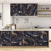Blue Sapphire Marble Peel And Stick Wallpaper, Removable Self-Adhesive For Kitchen Cabinets, Tables, Desks, Bathroom Countertops, Waterproof