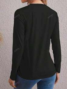 Women's Round Neck Christmas Print Long Sleeve T-Shirt, Christmas Funny Graphic Print Casual Crew Neck Long Sleeve T-Shirt