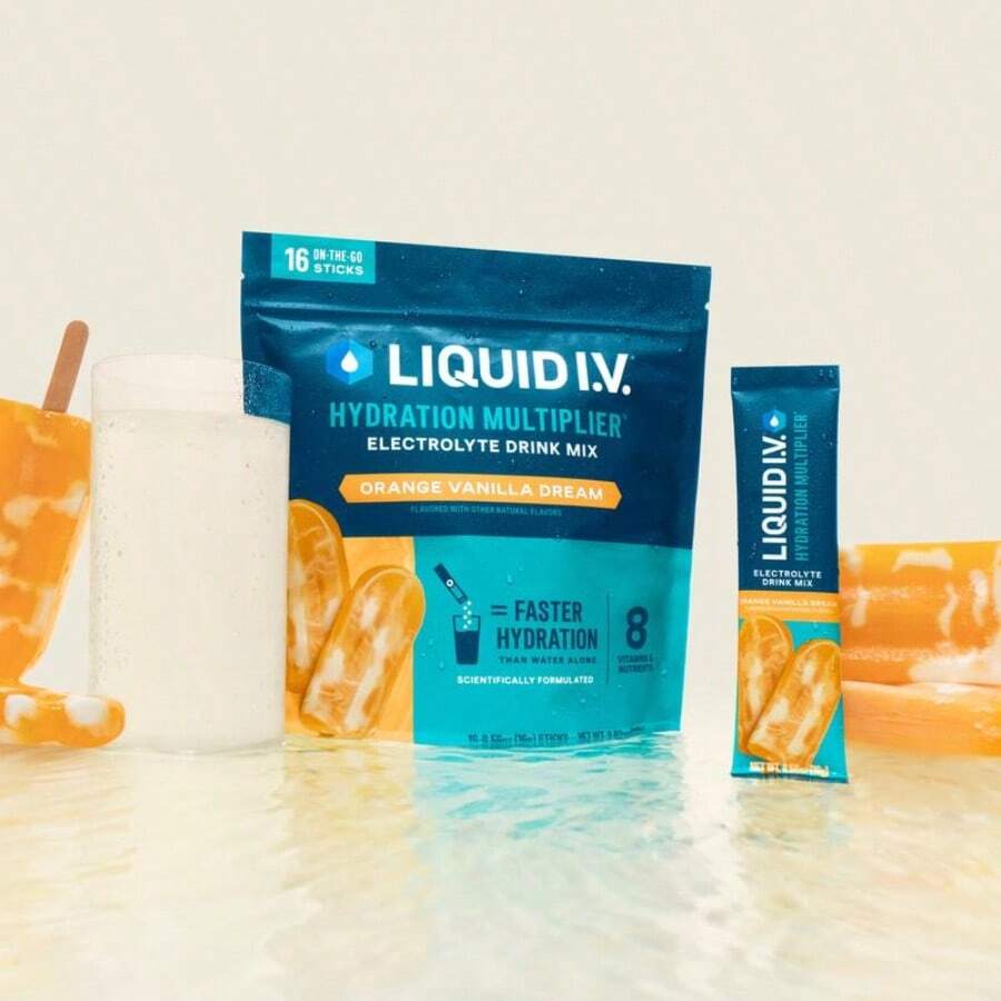Liquid I.V.® Hydration Multiplier - Cotton Candy | Electrolyte Powder Drink Mix | Faster Hydration | 1 Pack (16 Servings) - GIẤC MƠ CAM VANILLA - Xem 1