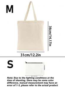 5pcs-3pcs-1pc Blank Canvas Tote Bags, Reusable Fashionable Multi-Functional Shopping Bags, Annual Meeting Gift Bags, DIY Design, Simple And Elegant, Bridesmaid Wedding Gift Bags, Student, Back To School And Teacher Bags, Perfect For Gift Promotion, Giveaways, Trade Shows And More. - White - View 10