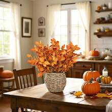 1pc Artificial Autumn Leaf Basket, Holiday DIY Decor, Suitable For Halloween, Thanksgiving, Etc. Can Be Used To Decorate Home Living Room, Dining Table, Create A Harvest Atmosphere, And Also For Garden Embellishment. Maintenance-Free, Long-Lasting Natural Elegance, Infusing Spaces With A Rich Autumn Ambiance, A Practical And Useful Item For Holiday And Everyday Decoration.