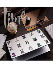 54pcs Monster Bear Graffiti Stickers - Vibrant Cartoon Decals For Journals, Albums, Luggage, Water Bottles, Skateboards, Helmets & More - Durable Vinyl, Reusable, Assorted Colors & Designs, Cute Stickers