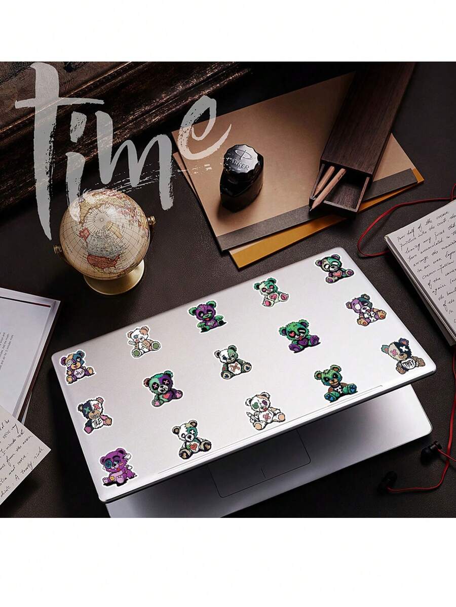 54pcs Monster Bear Graffiti Stickers - Vibrant Cartoon Decals For Journals, Albums, Luggage, Water Bottles, Skateboards, Helmets & More - Durable Vinyl, Reusable, Assorted Colors & Designs, Cute Stickers