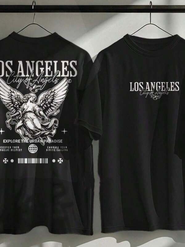 Camiseta Streetwear Los Angeles Anjo Asas Camisa 100% Algodão