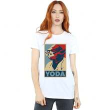 Star Wars Womens/Ladies Yoda Poster Cotton Boyfriend TShirt (White) - White - View 1