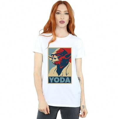 Star Wars Womens/Ladies Yoda Poster Cotton Boyfriend TShirt (White)