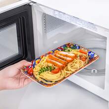 vancasso 6 Pieces Plate Set, Multicolour Set, Polychrome, Porcelain Dinnerware, Rectangular Dish For 6 Person, Ceramic Stamping In Bohemian Style, 8.5in - Nhiều màu - Xem 6