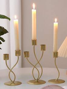 1pc Luxury Vintage Candlestick Decor, Simple Romantic Candlelight Dinner Table Decoration