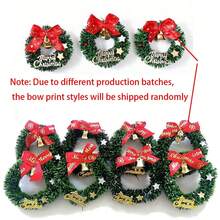 20pcs/Set Mini Christmas Wreaths With Red Bows And Golden Bells - Plastic Festive Artificial Craft Tree Ornaments (Color & Style Random)