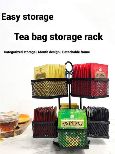 1-częściowy metalowy pojemnik do przechowywania, organizer do przechowywania torebek herbaty, podzielony na sekcje do przechowywania żywności w spiżarni, kuchni, lodówce, szafce, woreczkach na przyprawy, woreczkach na przekąski