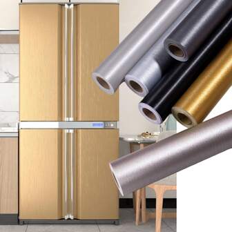 1 件不锈钢接触纸，适用于家电，金属接触纸，适用于洗碗机、冰箱、冰柜，撕下即贴防溅板，光面防水壁纸，适用于台面