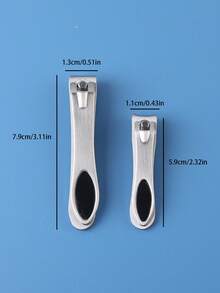 2pcs Silver Nail Clippers Set, Large & Small Size, Nail Trimmer Suitable For Men And Women