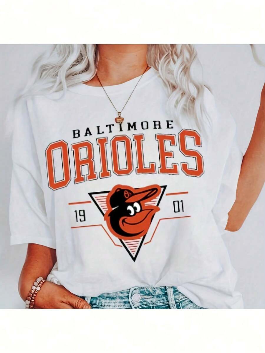 Vintage Mlb 90s Baltimore T-Shirt Vintage Baseball Fan Shirt, Orioles T-Shirt Baseball UniS-Ex T-EE TOP (-1-)-220G Clic Pure Cotton T-Shirt - The Perfect Blend Of Sual And Act, I For Everyday Wear And The Gym, A Warm Gift For Your HusbandWifetops WoM.En Fall OutfiT.S For WoM.En  VaC.Ation OutfiT.S WoM.En Halloween Costume - 白色8 - 查看 1