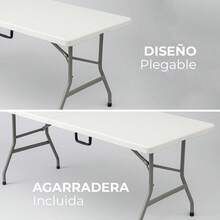 GAON. Mesa Plegable de Plastico Tipo Portafolio 1.80 Metros Portatil para Jardin Interior y Exterior (180.) - negro - Ver 6