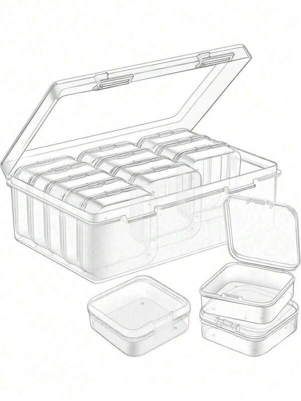 15 piezas de cajas de almacenamiento de plástico transparente pequeñas: organiza piezas pequeñas, joyas, accesorios, suministros de oficina, manualidades, Día de San Valentín, boda, cumpleaños, regreso a la escuela