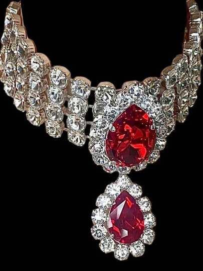 1pc Sexy White Water Drop Pendant Necklace, Bling Crystal Rhinestone Fashion Jewelry For Party And Formal Occasions