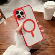 透明磁吸手机壳，兼容 17 Pro Max、16、15、14、13、12、11 Pro Plus Max、Mini 7、8、SE、16e、7P、X、XR、Xs Max，防震保护套，兼容三星 S25 Ultra、S24 Ultra、S23 FE、S22+ - 紅色 - 查看 5