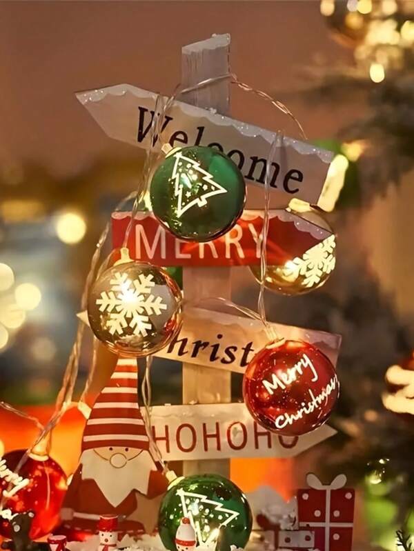 Weihnachtskugel LED-Lichterkette, dekorative Feenlichter für Weihnachtsbaum, Kamin, Feiertage, Hochzeit, Heim- und Raumdekoration, Innenbeleuchtung