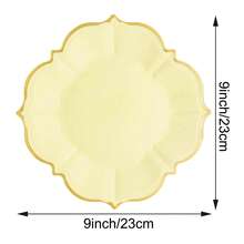 10 piezas/30 piezas/50 piezas Platos de papel amarillos de 9 pulgadas para verano - Platos desechables de limón para fiestas, excelentes para servir pasteles/ensaladas en duchas nupciales, cumpleaños, bodas y decoración de fiestas de verano - Amarillo - Ver 3