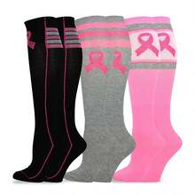 Breast Cancer Awareness Socks Women - Pink Ribbon Crew Socks 5 Pair Pack - Cotton- Comfortable Everyday Wear - Support A Cause - 如圖700 - 查看 7