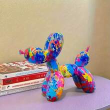 LUMIARTISAN Resin Balloon Dog Sculpture - Collection Figurine Decor For Home| Office Desktop Resin Decors Balloon Dog Decor,Dog Balloon Decor (Graffiti) - 1隻塗鴉氣球狗 - 查看 5