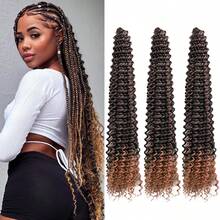 1/3件装长款深波浪编发，女士适用，22/28英寸海洋波浪钩针编织假发，卷曲编发，女神辫，铜色波西米亚风盒式辫，钩针编织假发，合成波浪编发，女士适用，万圣节、圣诞节 - 彩色 - 查看 33