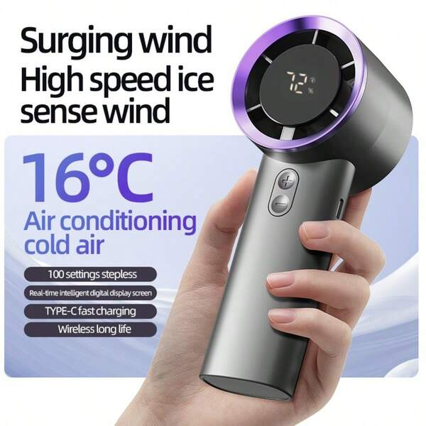 2025 New Mini Handheld Turbo Fan With Smart Digital Display, Portable Long-Lasting Fan