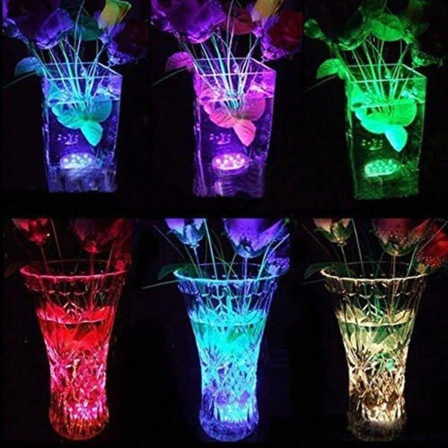 Submersible Led Lights, Submersible Waterproof RGB Change Remote Controlled Submersible Led Lights For Pond Pool Fountain Aquarium Vase Hot Tub Bathtub Fish Tank Party Halloween (4 Pack) - 4PACK + 1REMOTE - View 1