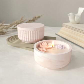 Runda silikonljusformar – Slät eller randig design för gör-det-själv-harts, cement- och gipsburkar, pennhållare, krukor och heminredning