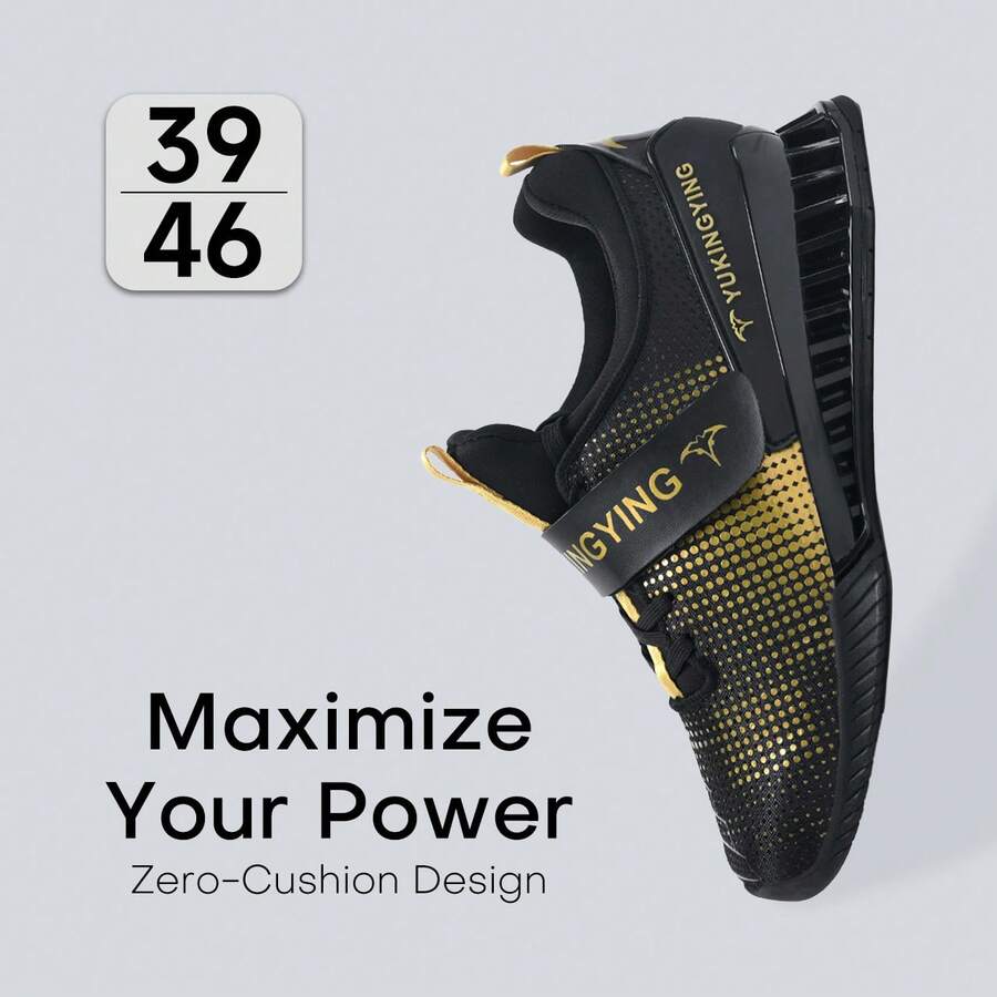 Men's Professional Non-Slip Weightlifting Shoes, Bracing High-Top Squat Deadlift Sneakers With Hook And Loop Strap