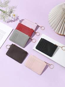 1 New Style Zippered Ladies' Coin Purse, Korean-Style Mini Keychain Small Wallet, 2-In-1 Multi-Card Slot Card Holder & Card Case. It Symbolizes The Delicate Orderliness Of Daily Storage, The Convenient Lightness Of Carrying Around And The Sweet Agility Of Matching Styles. Suitable For Ladies Who Pay Attention To Life Details