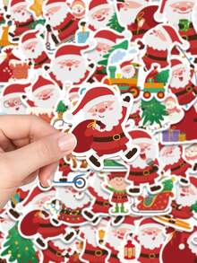 50 Stücke Cartoon Weihnachtsmann Aufkleber, fröhliche Weihnachten Aufkleber für Laptop, Koffer, Computer, Tagebuch, Kühlschrank, Handy, Raumdekoration, Weihnachtsparty Spielzeug Geschenke
