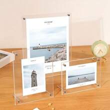 Elegant Acrylic Picture Frame, Transparent Display Stand For Postcards & Photos - Perfect For Home, Office Decor -Horizontal Or Vertical Acrylic Photo Frame With Stand Gifts Birthday Graduation - Clear - View 7