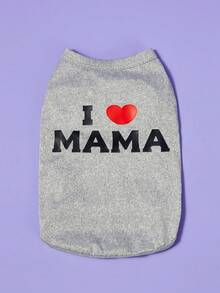 1 pièce Gilet respirant pour animaux de compagnie, petit et grand chien, chat, caniche, bouledogue imprimé "J'aime Maman", automne/hiver