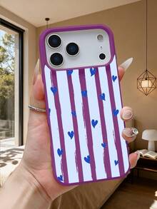 Heart-Shaped Printed Striped Mobile Phone Case, Made Of Anti-Drop, Shockproof, Scratch-Resistant Soft Material, Dirt-Resistant And Durable, Suitable For Teenagers Mobile Phone Case, Compatible With Iphone 17Promax/17Pro/17AIR/17/16Promax/16Pro/16Plus/16/15Promax/15Pro/15Plus/15/14Promax/14Pro/14Plus/14/13Promax/13Pro/13/12Promax/12Pro/12/11Promax/11Pro/11 - Màu vàng - Xem 5