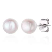 أقراط من الفضة الإسترليني عيار 925 مع لؤلؤ مياه عذبة، أقراط بسيطة وأنيقة، فضة خالية من الحساسية، متعددة الاستخدامات للنساء